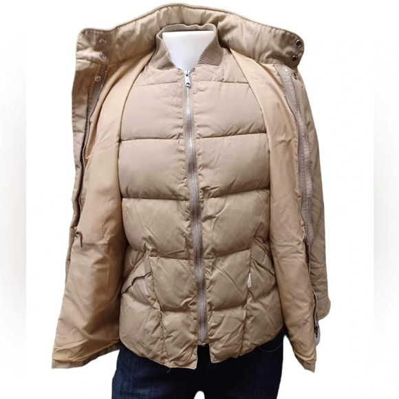 Rice Sportswear  Vintage Tan Bomber Coat With Detachable Puffer Vest - Picture 3 of 16
